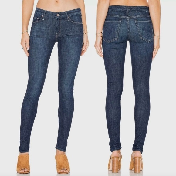 MOTHER- High Waisted Looker Skinny Jeans in Dark Wash Clean Sweep Size 25 - Picture 1 of 10